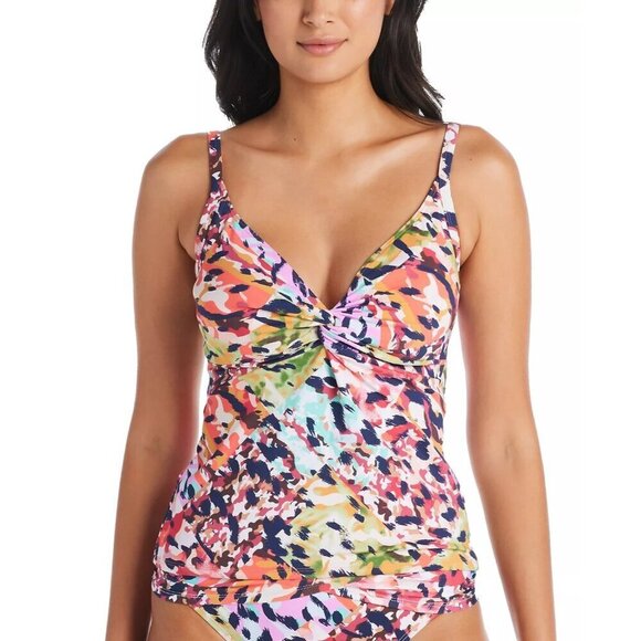 Bleu Rod Beattie Womens Size 6 D-Cup Party Animal Twist-Front Tankini Top 2453